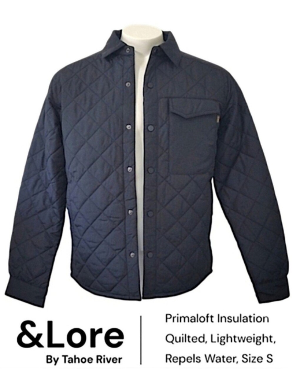 Taho River &Lore Black Quilted Lightweight Shirt Jacket Size Small